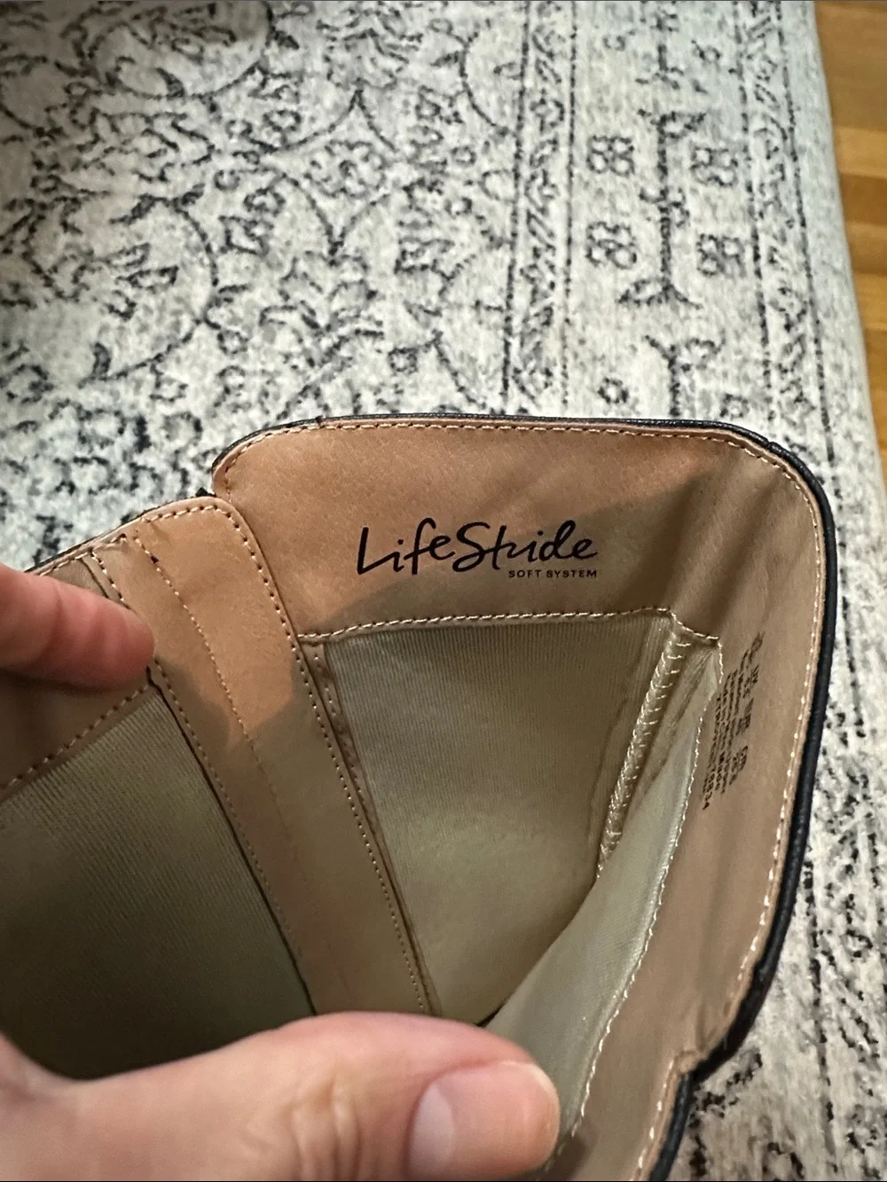 Life Stride Black Riding Boots with Ankle Strap and silver tone trim